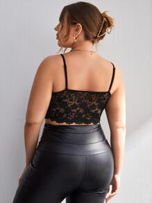 SHEIN Privé Top de tirantes corto con encaje - Negro - Ver 2