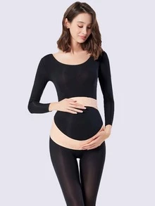 1入組花朵圖案產後收腹帶 - 杏色 - 查看 2