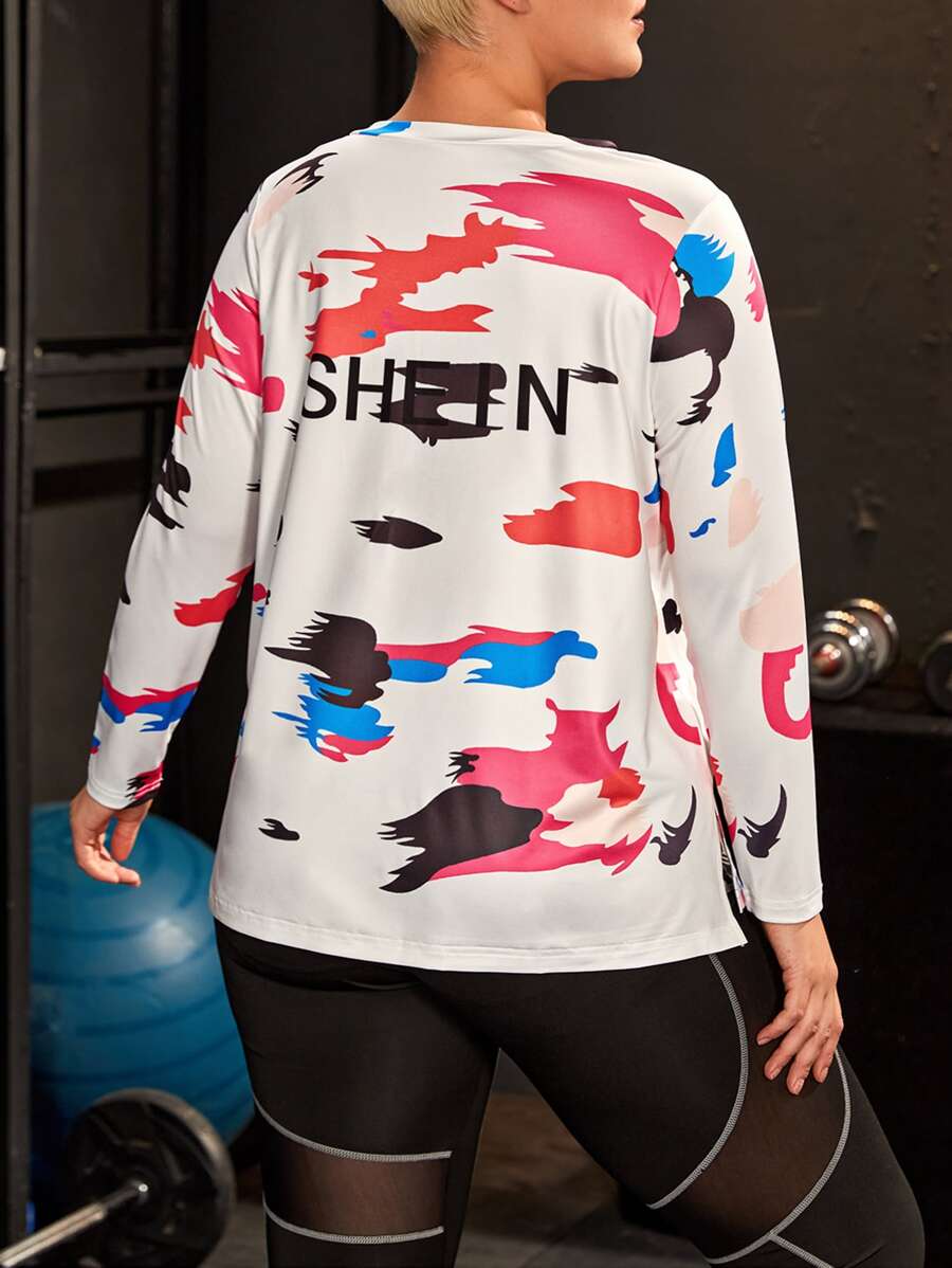 Plus Graphic Print Sports Tee - Multicolor - View 1