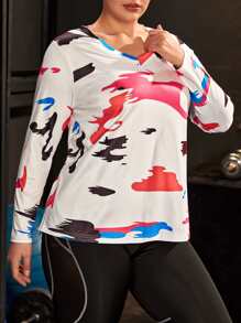 Plus Graphic Print Sports Tee - Multicolor - View 4