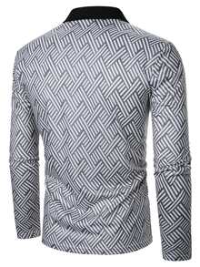 Manfinity Men Geo Print Contrast Collar Polo Shirt - Multicolor - View 2