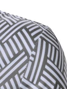 Manfinity Men Geo Print Contrast Collar Polo Shirt - Multicolor - View 4