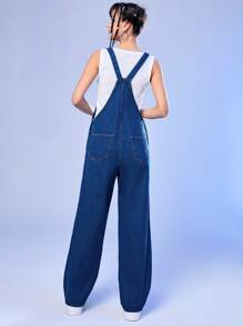 The Powerpuff Girls | ROMWE Cartoon Graphic Denim Overall - Medium Wash - View 2