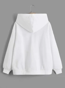 SHEIN EZwear Plus Size Letter Graphic Drop Shoulder Sweatshirt - White - View 2