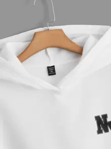 SHEIN EZwear Plus Size Letter Graphic Drop Shoulder Sweatshirt - White - View 3