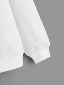 SHEIN EZwear Plus Size Letter Graphic Drop Shoulder Sweatshirt - White - View 4