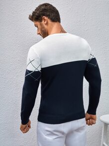 Manfinity Homme Men Argyle Pattern Colourblock Jumper