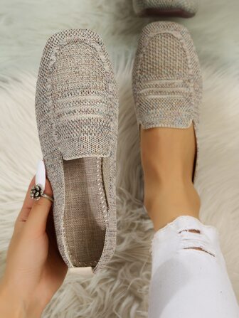 Mujer Zapatillas planas múltiple color tejido sin cordones elegante para casual