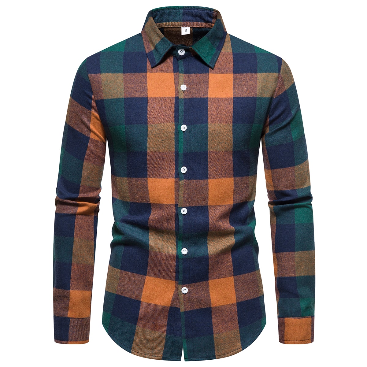 Camisa de hombre con estampado de cuadros de búfalo, manga larga, para otoño