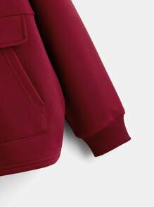 SHEIN 男孩標語圖案袋鼠口袋連帽衫