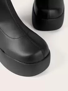 ROMWE Goth 女款黑色龐克鬆緊帶軍用/戰鬥靴 - 黑色 - 查看 3