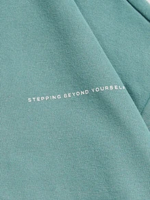 Manfinity VCAY Áo hoodie in khẩu hiệu và hoạt hình dáng rộng rãi cho nam - Màu xanh bạc hà - Xem 3