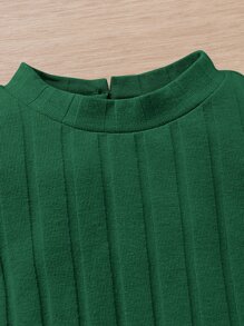 SHEIN Leap Crew Baby Girl Mock Neck Keyhole Back Bodysuit - Dark Green - View 4