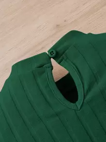 SHEIN Leap Crew Baby Girl Mock Neck Keyhole Back Bodysuit - Dark Green - View 5