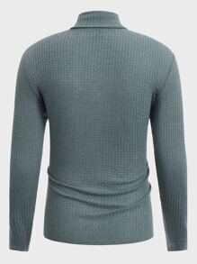 Manfinity Men Turtleneck Waffle Knit Tee - Mint Green - View 2