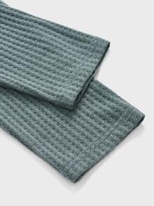 Manfinity Men Turtleneck Waffle Knit Tee - Mint Green - View 4