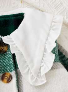 Baby Plaid Print Statement Collar Coat - Multicolor - View 4