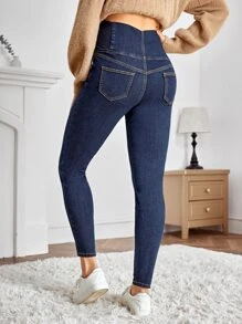 SHEIN 孕婦寬腰帶緊身牛仔褲