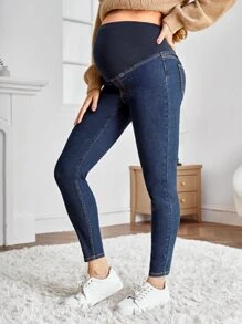 SHEIN 孕婦寬腰帶緊身牛仔褲
