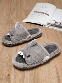 Men's Plush Lined Cat Paw Slip-On Slippers, Warm Anti-Slip Indoor Home Slippers For Winter - Coffee Brown - View 2
