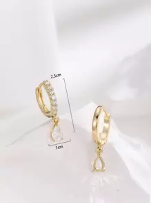 Hihho 铜锆石镀16k金厚度0.03μm简约泪珠形耳环耳坠