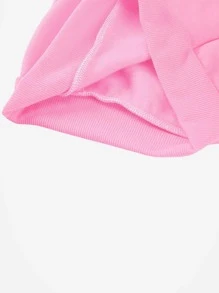 SHEIN EZwear Letter & Floral Print Kangaroo Pocket Drawstring Thermal Hoodie - Pink - View 4