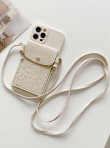 Dây đeo chéo khóa ngựa dạng hốc, tương thích với ốp lưng điện thoại Apple dành cho nữ, vỏ bảo vệ mềm, chống rơi, chống thấm nước, chống sốc, chống trầy xước - Màu be - Xem 1