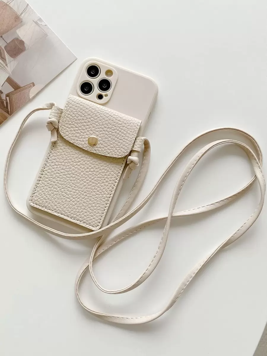 Dây đeo chéo khóa ngựa dạng hốc, tương thích với ốp lưng điện thoại Apple dành cho nữ, vỏ bảo vệ mềm, chống rơi, chống thấm nước, chống sốc, chống trầy xước - Màu be - Xem 1