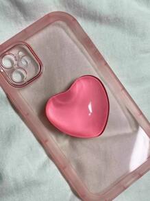 素色透明手機殼帶彈出式心形手機握把 - 粉色 - 查看 5