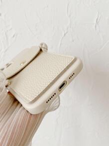 Dây đeo chéo khóa ngựa dạng hốc, tương thích với ốp lưng điện thoại Apple dành cho nữ, vỏ bảo vệ mềm, chống rơi, chống thấm nước, chống sốc, chống trầy xước - Màu be - Xem 3