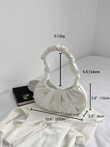 Bolso fruncido mini asa superior - Blanco - Ver 5