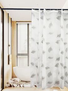 Leaf Bathroom Shower Curtain Set With Hooks - Multicolor - View 1