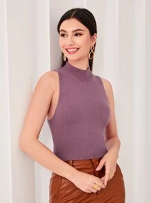 Mulvari 小高領素色針織上衣 - 淡紫色 - 查看 1