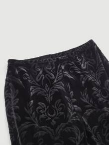 SHEIN MOD Floral Print Flare Leg Pants - Black - View 4