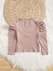 SHEIN Baby Mock Neck Gigot Sleeve Tee - Dusty Pink - View 2
