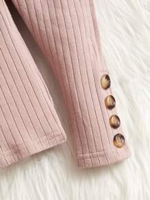 SHEIN Baby Mock Neck Gigot Sleeve Tee - Dusty Pink - View 4