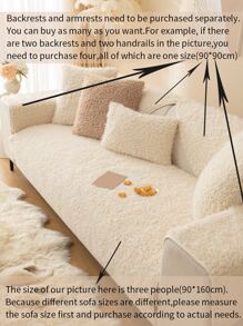 1pc Fluffy Sofa Towel - Beige - View 8