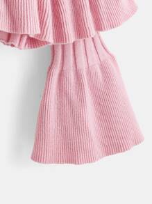 Girls Turtleneck Flounce Sleeve Jumper - Baby Pink - View 3