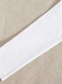 SHEIN EZwear Solid V Neck Crop Tee - Beige - View 4