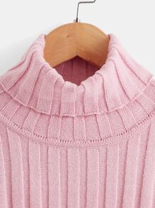 Girls Turtleneck Flounce Sleeve Jumper - Baby Pink - View 4