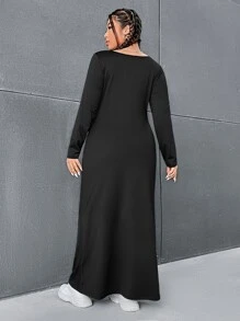 SHEIN EZwear Vestido ajustado de cuello cuadrado - Negro - Ver 2