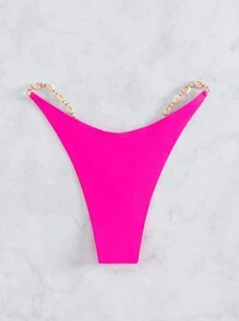 鏈條鏈接泳衣下裝 - 玫紅色 - 查看 2