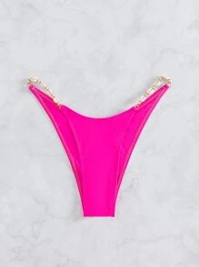 鏈條鏈接泳衣下裝 - 玫紅色 - 查看 3