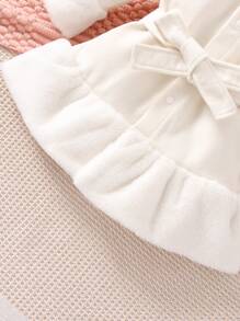 Bebé cuello de borreguito bajo con fruncido con cinturón Abrigo & Sombrero - Blanco - Ver 5