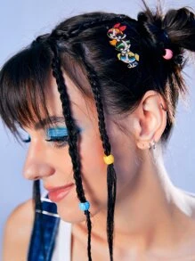 The Powerpuff Girls | ROMWE 2pcs Cartoon & Letter Decor Hair Clip - Multicolor - View 6