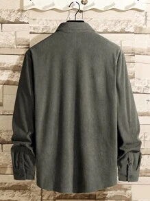 Manfinity Roghcode Men 1pc Corduroy Solid Shirt - Dark Grey - View 2