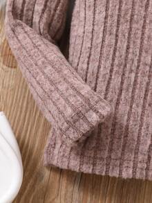 Niñas Camiseta cuello alto tejido de canalé - Marrón Mocha - Ver 4