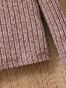 Niñas Camiseta cuello alto tejido de canalé - Marrón Mocha - Ver 5