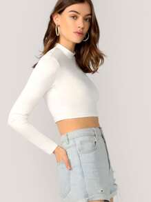 SHEIN Essnce 立領纯色短版上衣