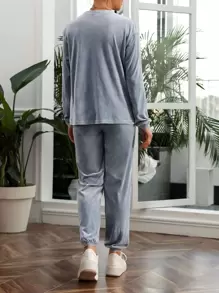 Bộ đồ hai mảnh Bà bầu màu trơn Giải trí - Màu xanh bụi bặm - Xem 2